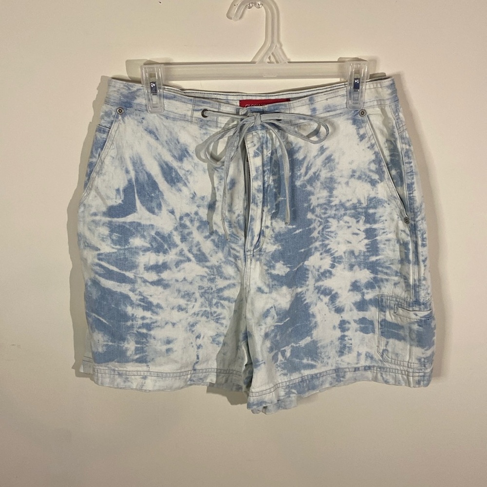 Gloria Vanderbilt Blue&White Tie Dye Jean Tie Shorts Size 12